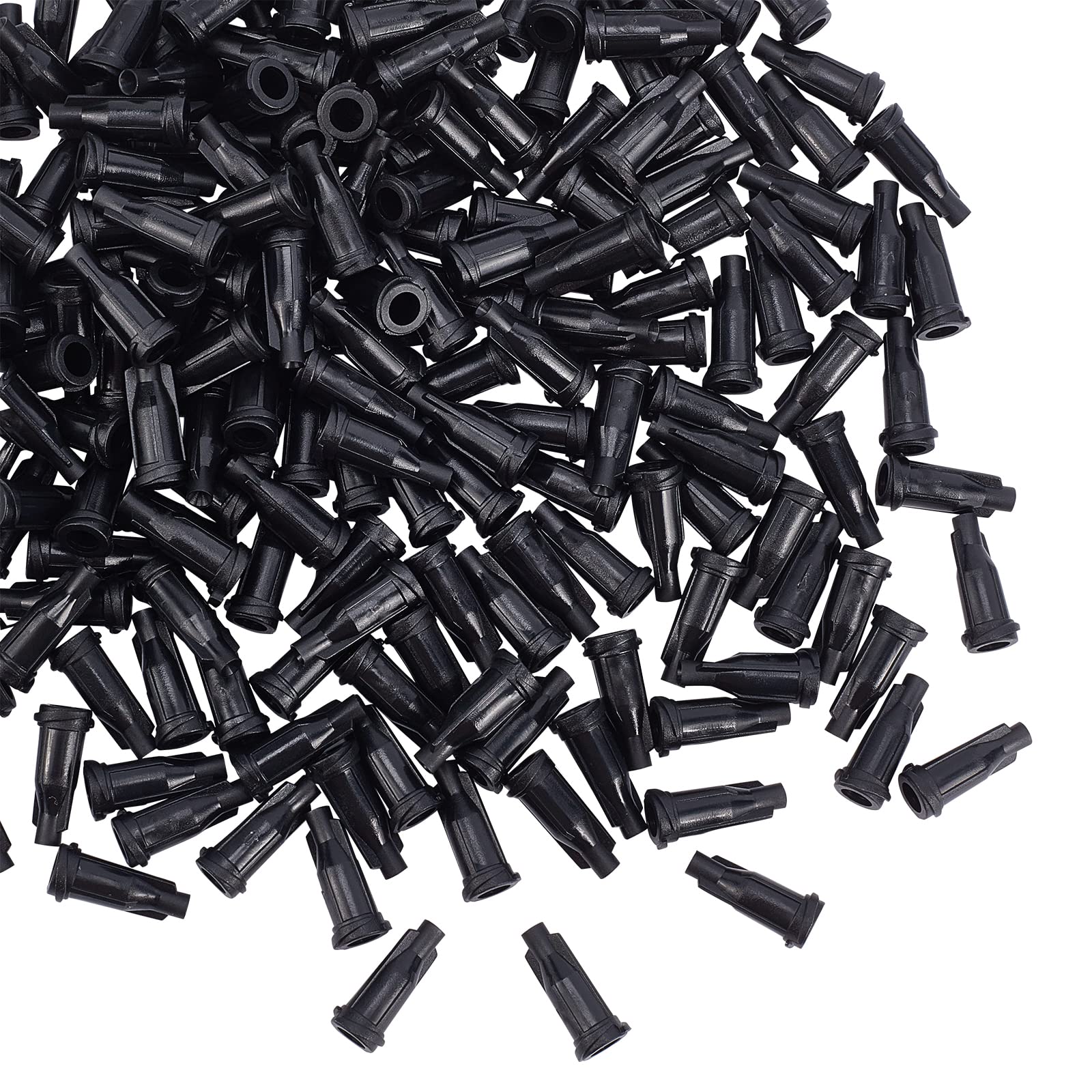 OLYCRAFT 200PCS Luer Lock Syringe Tip Caps Plastic Screw Type Dispensing Industrial Syringe Tip Cap Dispensing Needle Tip Cap for Crafting and Industrial Work with Storage Box - Black