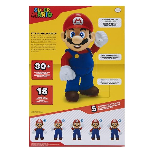 SUPER MARIO IT’S-A ME, MARIO! COLLECTIBLE ACTION FIGURE, TALKING POSABLE MARIO FIGURE, 30+ PHRASES AND GAME SOUNDS – 12 INCHES TALL!