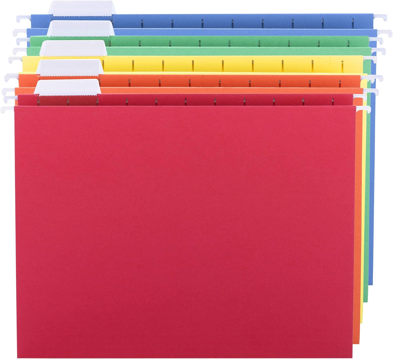 Smead Colored Hanging File Folder with Tab, 1/5-Cut Adjustable Tab, Letter Size, Assorted Primary Colors, 25 Per Box (64059) : Office Products