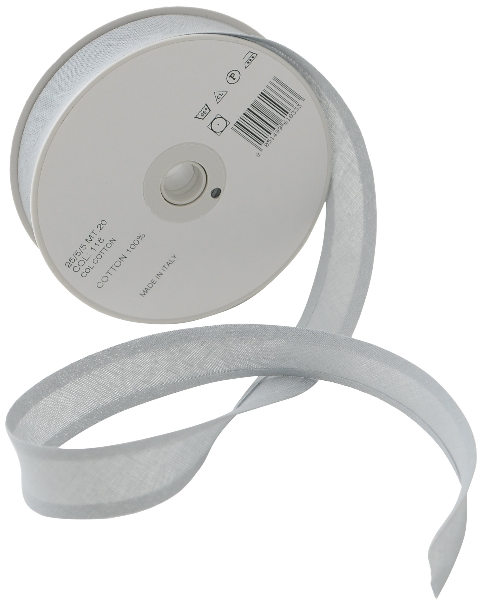 Trimz 25/5/5 mm Cotton Bias Binding, Light Grey 118 – Double‑Fold Sewing Tape for Quilting, Dressmaking & DIY Crafts — image 1