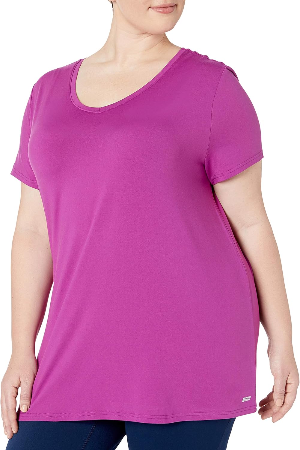  Essentials Women's Plus Size Tech Stretch Short Sleeve V-Neck T-Shirt: Clothing