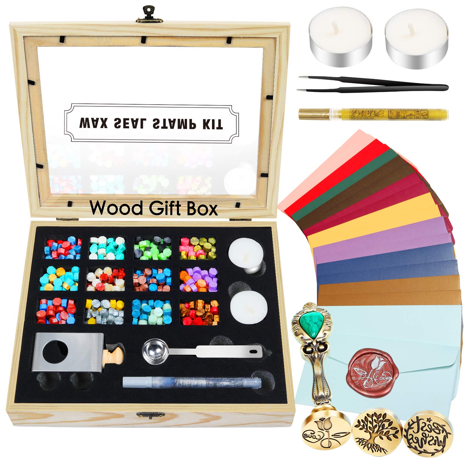 Wax Seal Stamp Kit,Wax Seal Kit,Gift Box,Wax Stamp Kit,800pcs,Wax Stamp Seals Kit,24 Colors,Wax Seal Stamp Set,Sealing Wax Kit,Sealing Wax Stamp