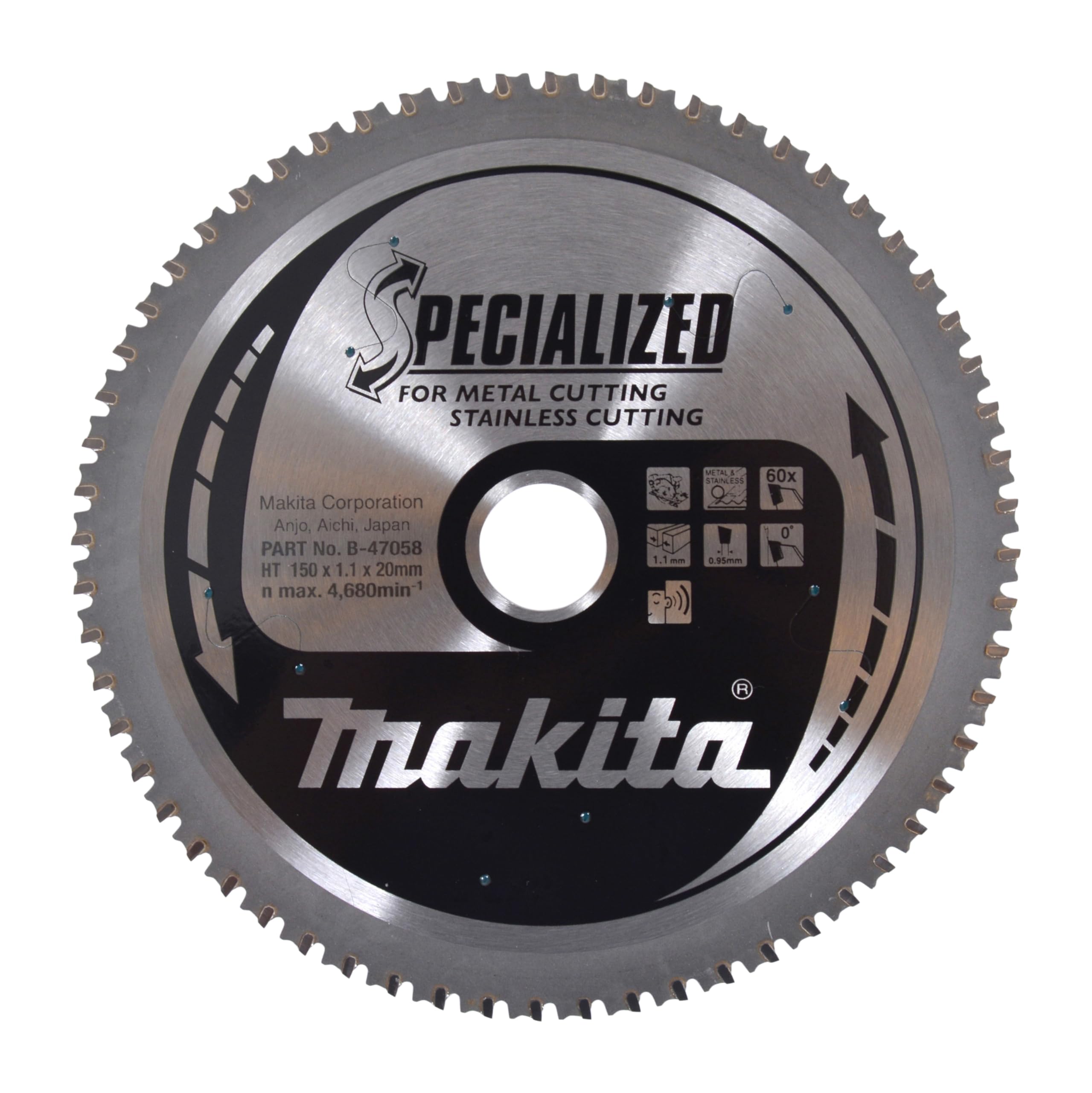 Makita B-47058 Specialized Metal Cutting TCT Saw Blade 150x20x60T