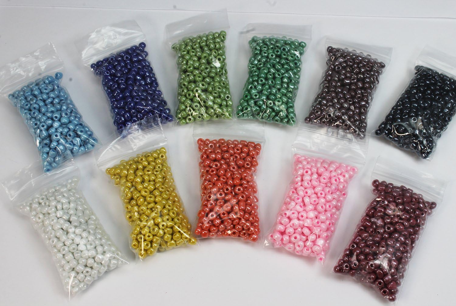 Glass Seed Beads - Opaque Luster - Size 6-25 gram bags - Special Buy - 11 Colours