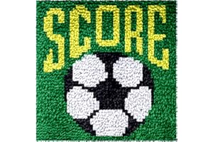 Numptain Latch Hook Kits for Adults,DIY Rug Crafts Football Pattern Color Printed Canvas,Latch Hook Kits for Beginners Handmade Needlework Crafts Home Decoration,12"x12"NT2