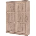 Bestar Pur Queen Murphy Bed, 65-inch Space-Saving Sleeping Arrangement for Guest Room or Home Office, Queen, Rustic Brown