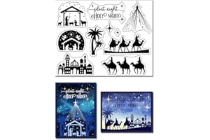 Arbuya Holy Night Clear Stamps Set Star of Bethlehem Scrapbooking Stamp Rubber Stamps for Card Making Birth of Jesus Christ Silicone Stamps for DIY Scrapbooking Making