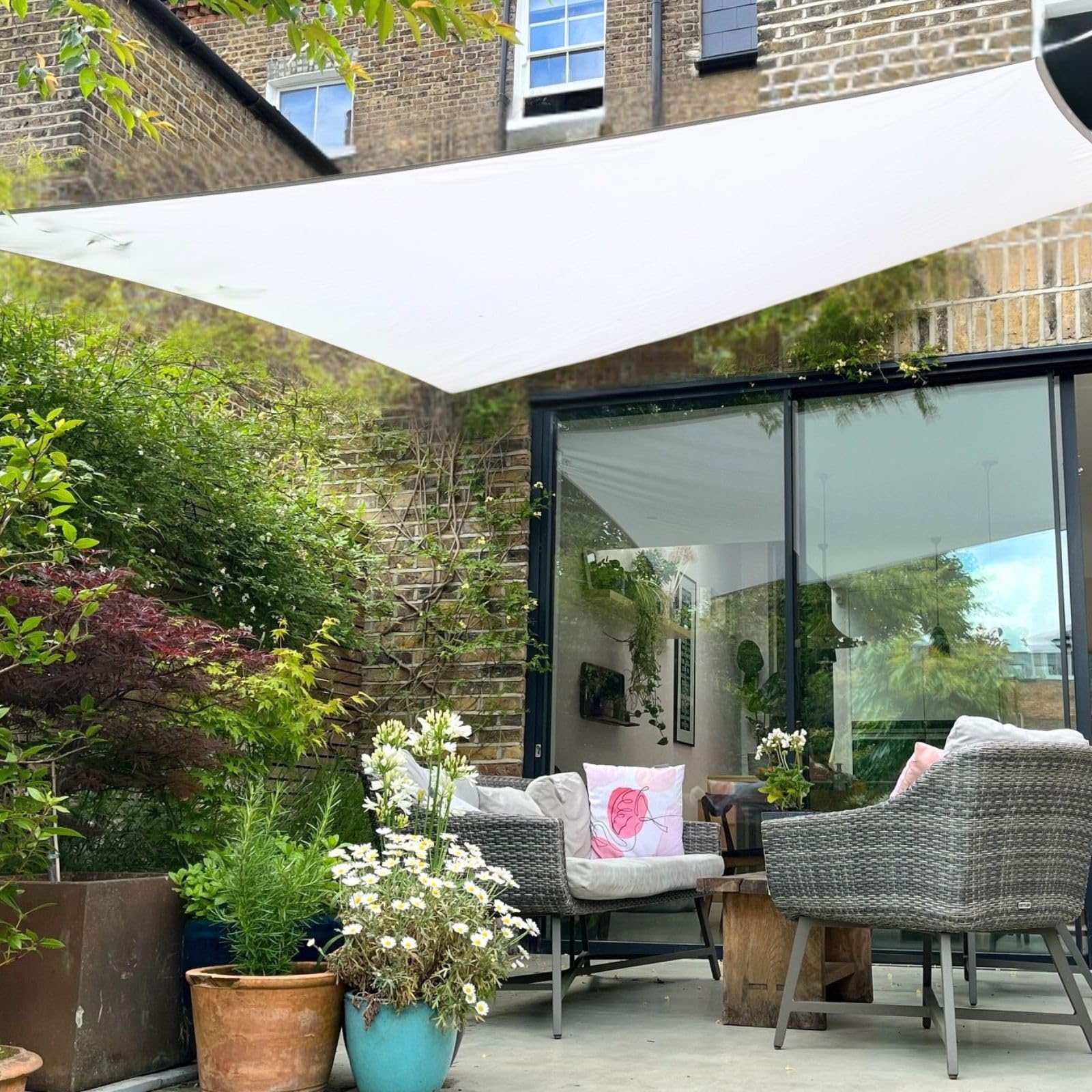 Clara Shade Sails - White Square 3m Sun Shade Sail, Conservatory Sail Shades, Pergola Canopy, Garden Sail Canopy Waterproof, Patio Gazebo, Tent, Outdoor Sun Sail Shade, Garden Awning