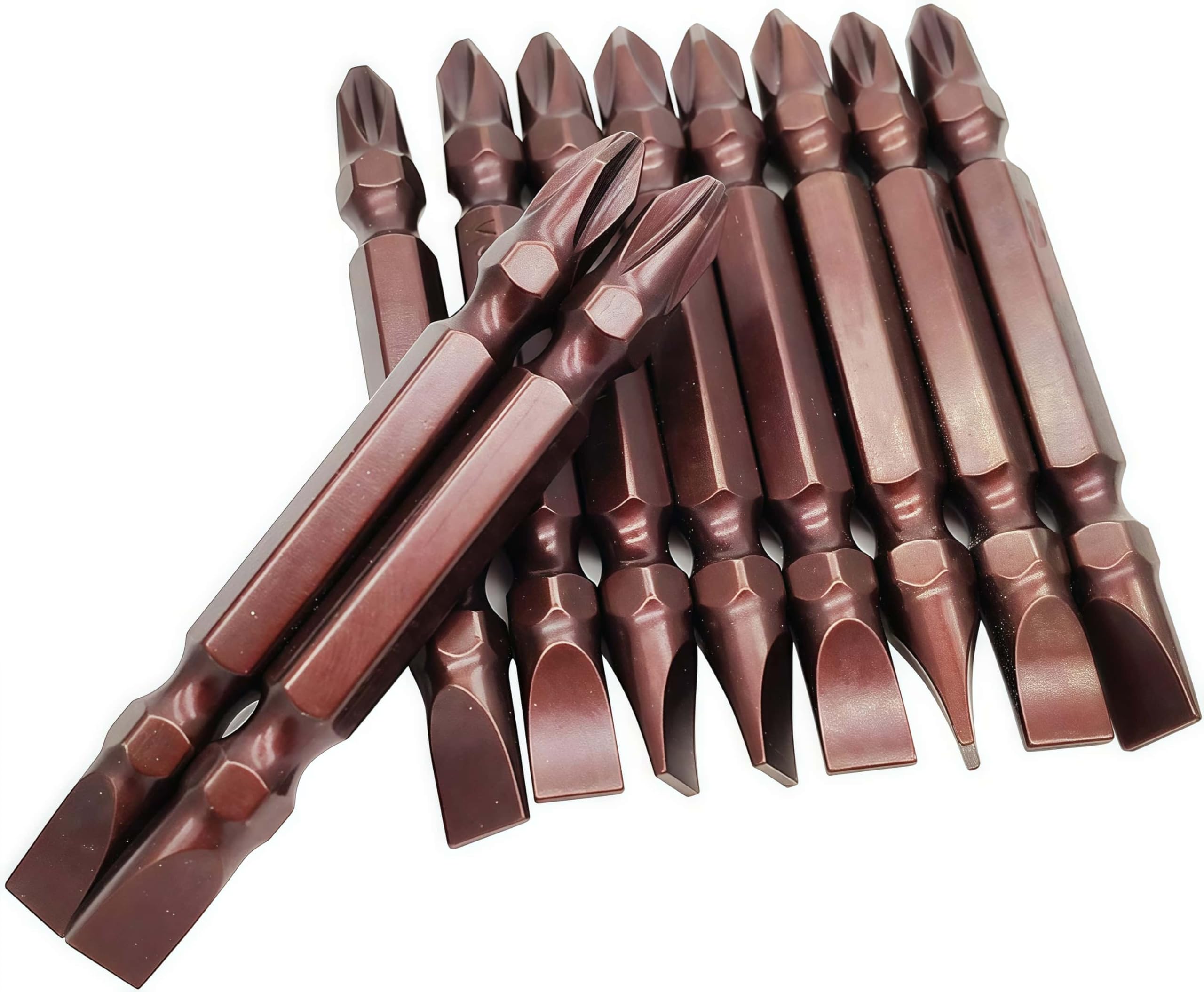 Photo 1 of 10 Pcs (Red) PH2/SL2 Electric Hand Drill Magnetic Double Ended Screwdriver Bits, 1/4 Inch Hex Shank 2.6-inch Length S2 Power Tool