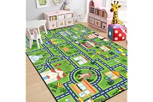 HBUFBUQ Road Map Carpet for Kids - Kids Rugs for Playroom Car Rugs for Playroom Toy Cars Play Mats for Floor City Rug Play Mat, 2. 5x4 Feet