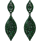 Flyonce Clip On Earrings for Women, Glitter Rhinestone Crystal Wedding Bridal Clip-on Drop Dangle Earring for Non Pierced Ears