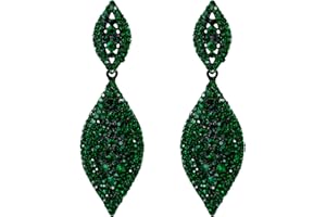 Flyonce Clip On Earrings for Women, Glitter Rhinestone Crystal Wedding Bridal Clip-on Drop Dangle Earring for Non Pierced Ears