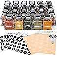 Unique Design Spice Jars with 372 Labels, 29-Pack 4.5 oz Personalized Cubic Clear Glass Spice Jars with Shakers, Lids, Empty Square Reusable Kitchen Storage Containers