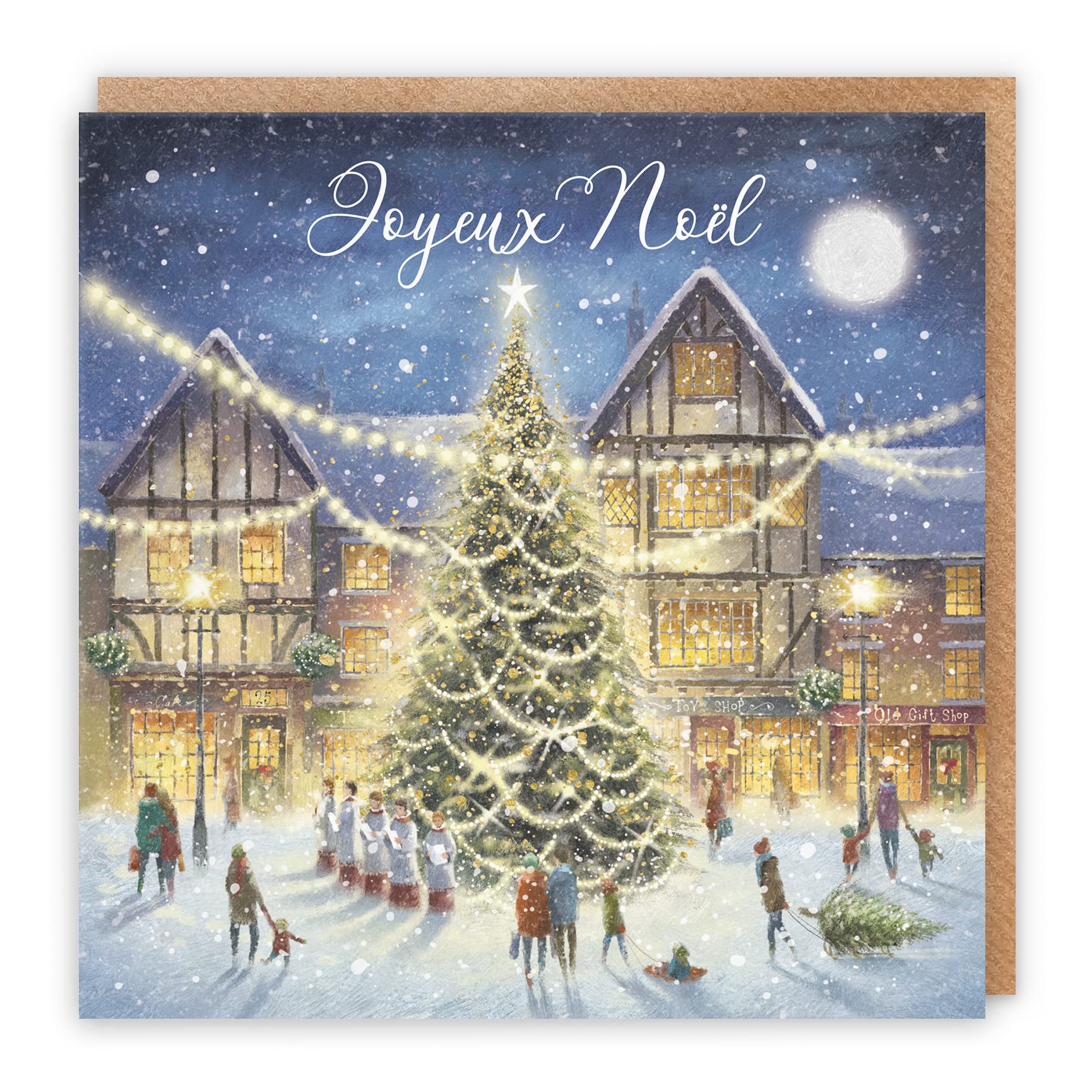 Hunts England - Individual French Christmas Card For Men Or Women - Joyeux Noël - 'Christmas Eve' - Milo's Gallery Collection - French Christmas Card