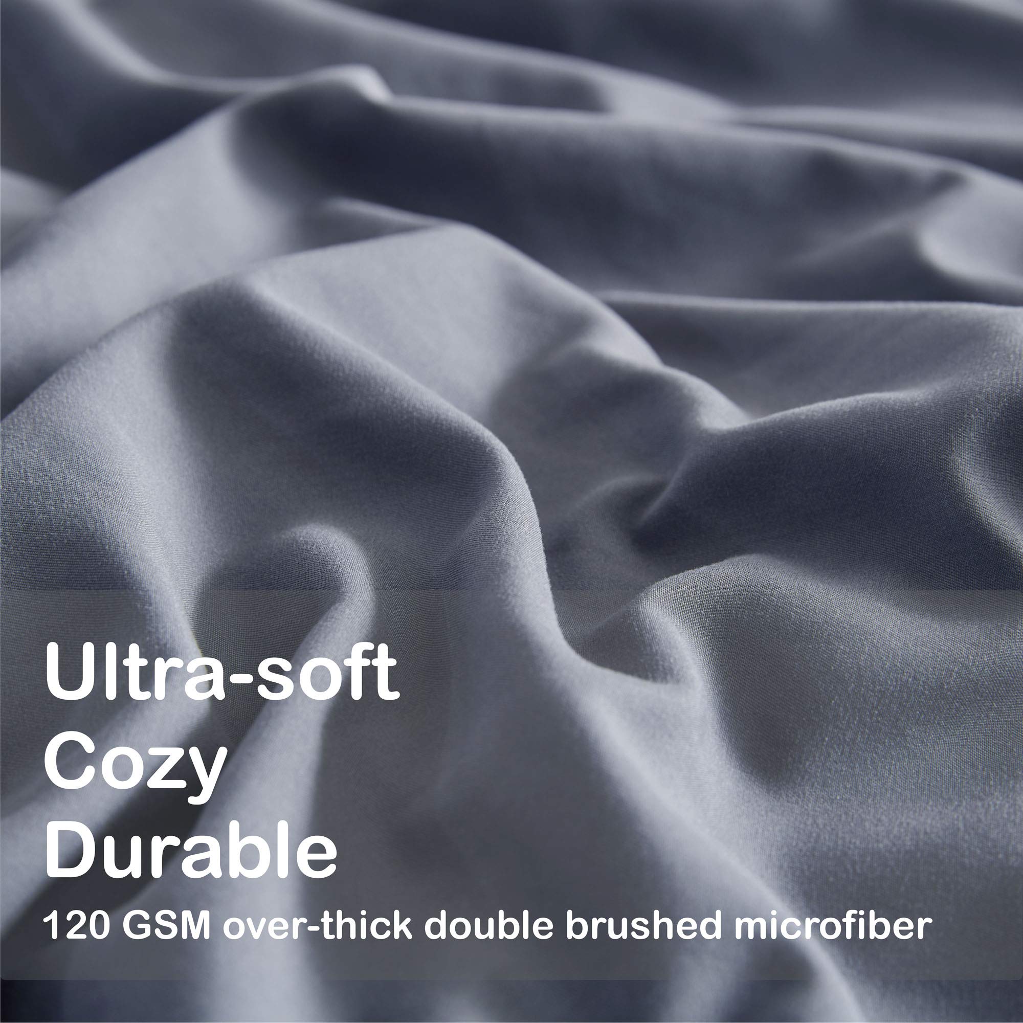 SLEEP ZONE Bedding Duvet Cover Sets Cooling 120gsm Soft Zipper Closure Corner Ties 3 PC, Gray,Full/Queen