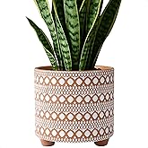 D'vine Dev 8 Inch Terracotta Planter Pot, Modern Design Ceramic Plants Pot with Drainage Hole, Desert Mirage, 33-953-B-1
