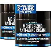 (2 Pack) Mens Face Moisturizer Cream - Anti Aging & Wrinkle for Men with Collagen, Retinol, Vitamins E, Jojoba Oil - Face Lotion - Age Facial Skin Care - Eye Wrinkle - 8 oz Total