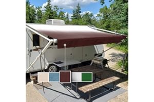 HITORHIKE RV Awning Fabric Replacement Standard Grade Premium Vinyl 1000D Universal Fit 12-22 Feet Cold-Crack Tested at -25°F Reinforced RV Awning Replacement Fabric (12'(Fabric 11'2"), Burgundy Fade)