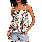 SOLY HUX Women's Tropical Floral Print Cami Top Spaghetti Strap Boho Vacation Summer Tops Camisole