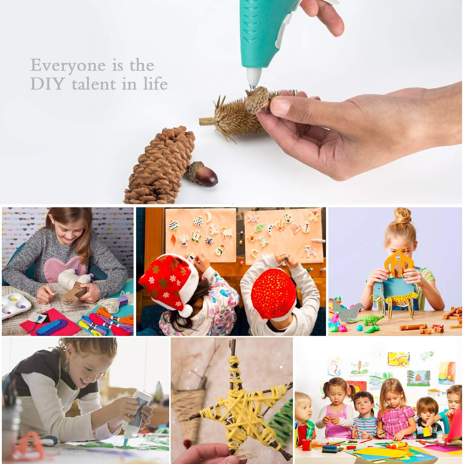 FL Mini Hot Glue Gun, Hot Glue Gun for Kids, Mini Size High Temperature Hot Melt Glue Gun Kit with 15 pcs Glue Sticks, Packaging, DIY, Arts & Craft, Repairing and More (Turquoise-15W)