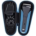 khanka Hard Travel Case Replacement for Braun Series 3/5 5018s 3010 340S-4 3050 390CC-4 380S-4 3040 Electric Foil Shaver Men's Razor, Case Only (Black&Blue)