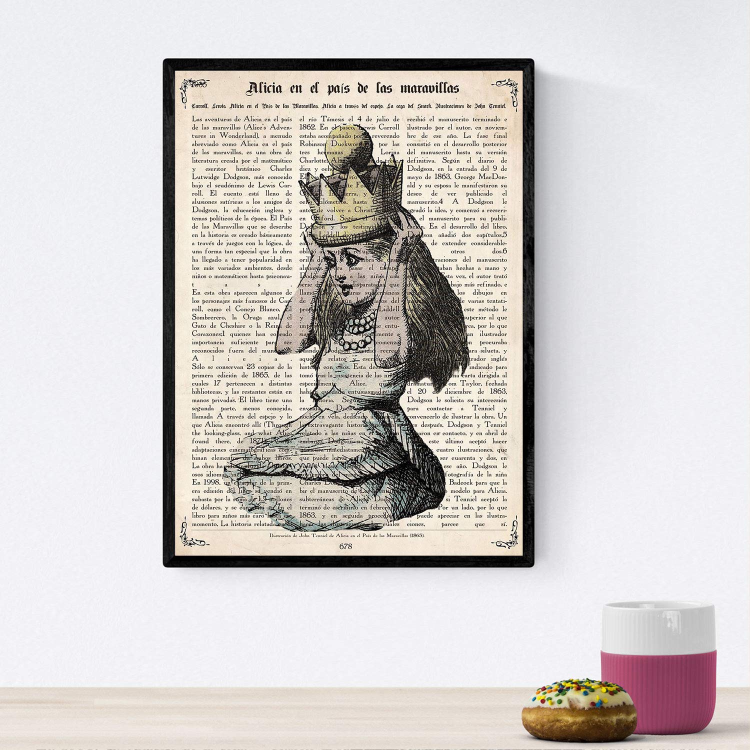 Nacnic Poster Alice and crown. Sheets of Alice in Wonderland. Designs tales for children. A4 size
