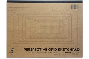 Koala Tools | Drawing Perspective (1 and 2-Point) Large Sketch Pad (1 Point - 9 x 12)