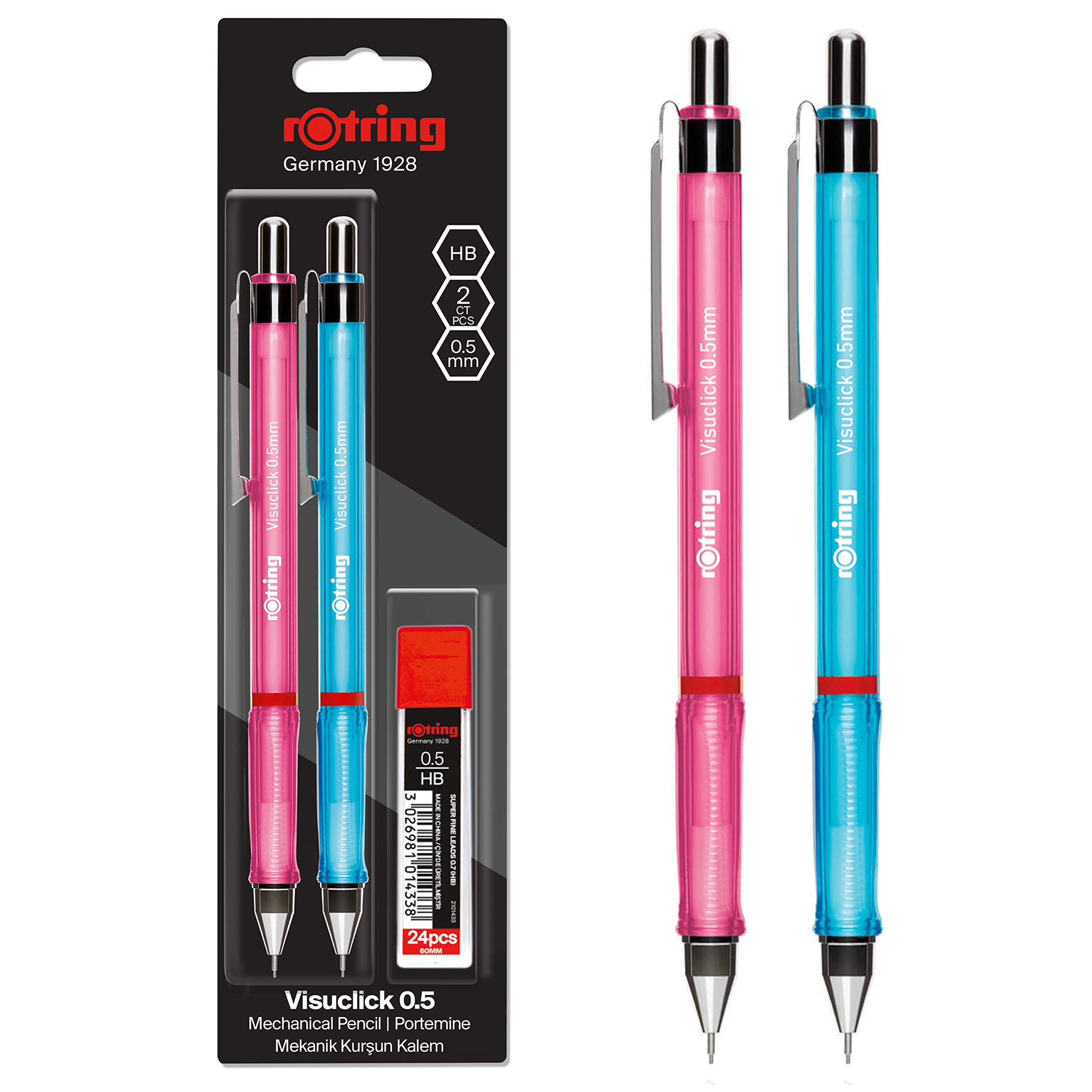 RotringVisuclick Mechanical Pencils | 0.5 mm | 2 Count | With 24 HB Leads