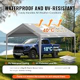 VEVOR 10x20 ft Carport Replacement Canopy Cover Heavy-Duty Waterproof Grey view 3