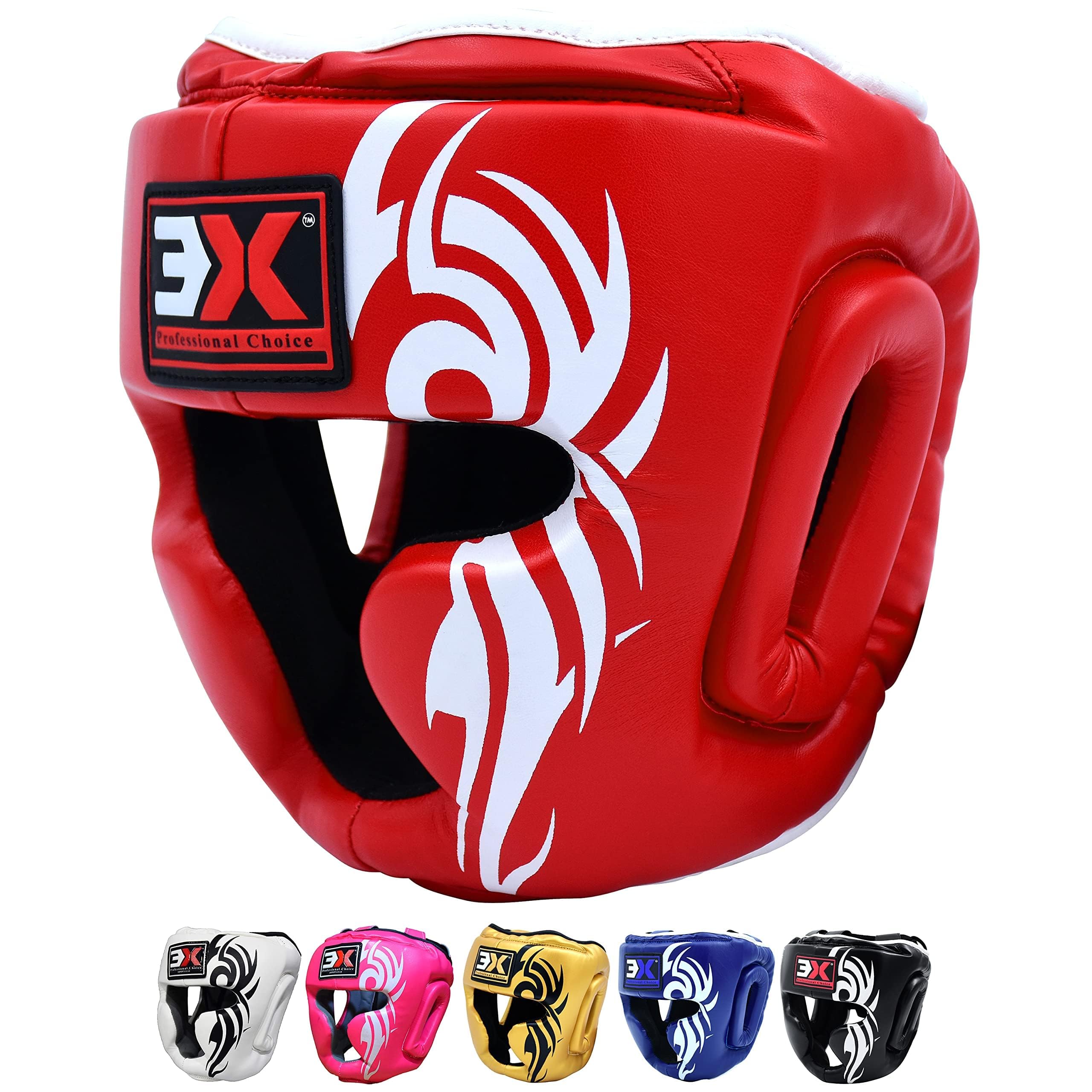 3X Sports Kids Headguard for Boxing, Sparring Helmet Head Guard for Cheeks, Forehead and Ear Protection, Muay Thai Headgear, Kickboxing, Sparring, Martial Arts, Karate, Taekwondo Helmet