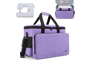 Yarwo Sewing Machine Carrying Case with Thicken Bottom Board, Universal Sewing Machine Tote Compatible with Most Standard Sewing Machine and Accessories, Purple