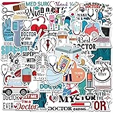 50PCS Professional Doctor Stickers, Medical Equipment Stickers Aesthetic Decals Vinyl Waterproof Doctor Appreciation Gifts Stickers for Water Bottle Laptop Luggage Scrapbook(Doctor Stickers)