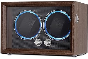 NOKAPIN Watch Winder,Watch Winders for Automatic Rolex,4 Rotation Modes, Blue Light, Elastic Pillows, Gift for Men and Women
