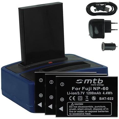 4x Akku + Dual-Ladegerät (Netz+Kfz+USB) für Drift HD (1080p), HD170 (Stealth), HD720 / Toshiba Camileo H20 ... / Ricoh Caplio