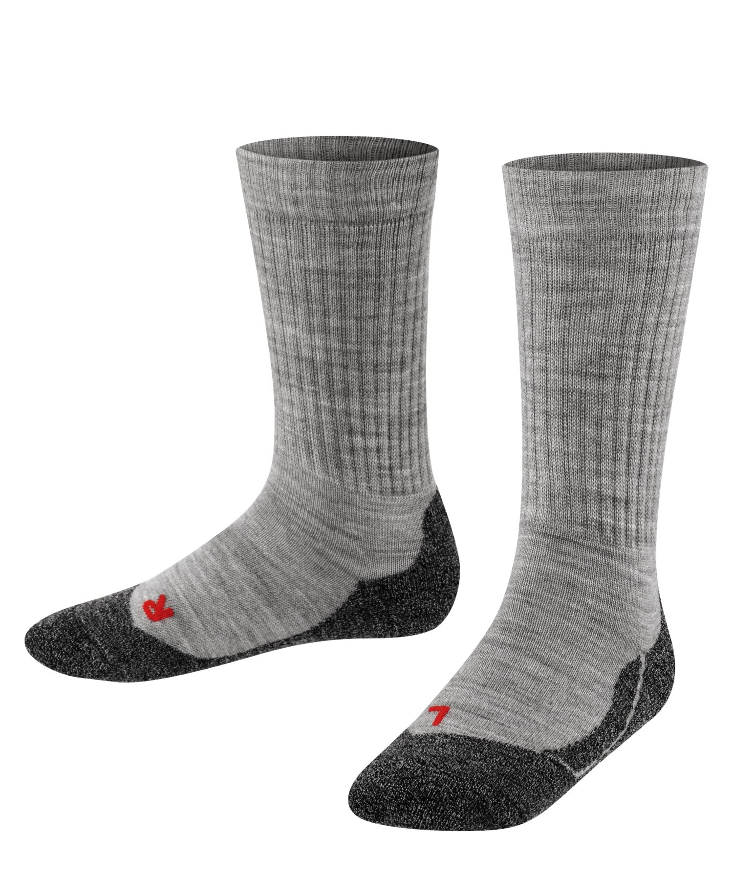 FALKE Unisex Kinder Socken Active Warm K So Wolle Funktionsmaterial dick atmungsaktiv einfarbig 1 Paar, Grau Mid Grey Melange 3530, 27-30