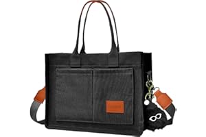 GOSECT Canvas Tote Bag for Women With Pockets, Laptop Work Crossbody Purses Everything Shoulder Tote Bag Everyday Satchel Handbags