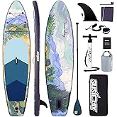 Susiebay Inflatable Stand Up Paddle Board, 11ft 10‘6“ Paddle Board for Adults & Youth, Durable SUP Accessories with Non-Slip Deck, Dual Hand Pump,10L Dry Bag,108L Backpack