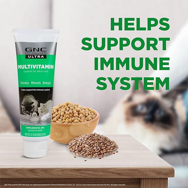GNC PETS ULTRA MULTIVITAMIN GEL/PASTE, CATS, SALMON FLAVOR, 3.5-OZ TUBE | MULTIVITAMIN SUPPLEMENT GEL FOR CATS SALMON FLAVOR | CAT DAILY SUPPLEMENT SALMON FLAVOR FF14379