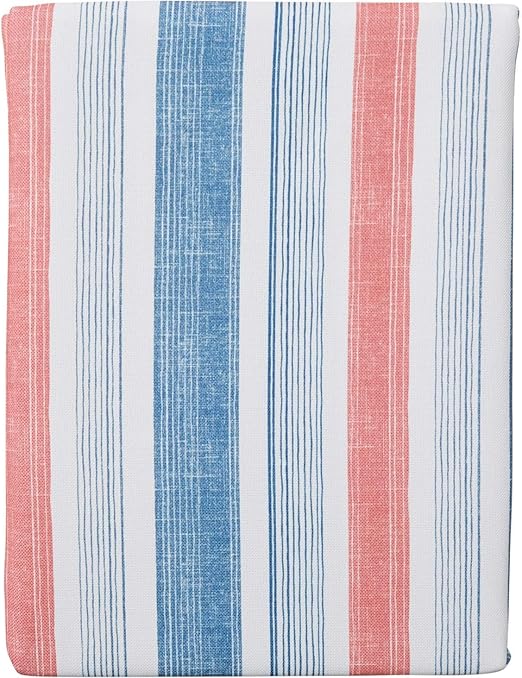Amazon Com T B Tommy Bahama Indoor Outdoor Tablecloth Remi Cabana Stripe On White Background White Water And Fade Resistant 70 Round Home Kitchen