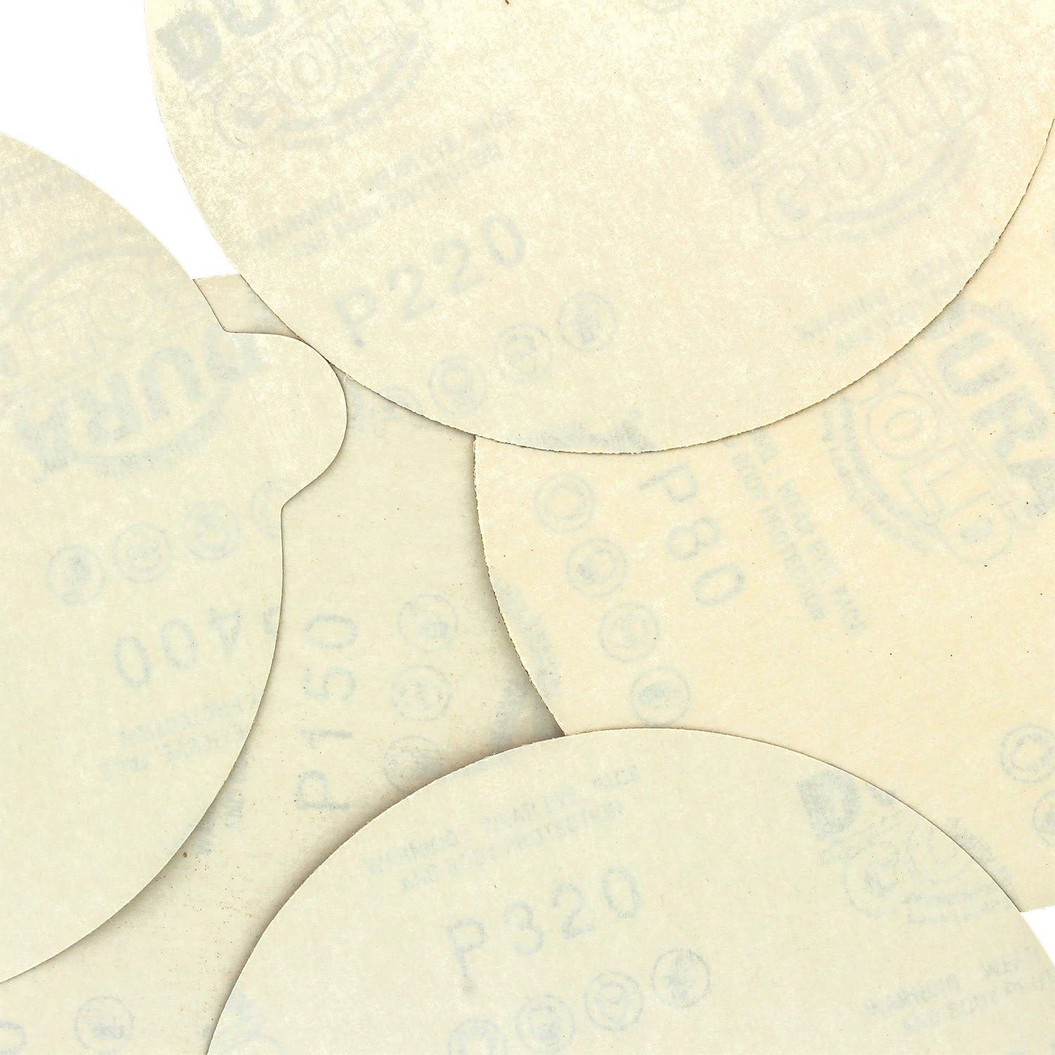 Dura-Gold Premium - Variety Pack - 6" Gold PSA Self Adhesive Stickyback Sanding Discs for DA Sanders -10 of Each Grit (80, 150, 220, 320, 400) Box of 50 Total Sandpaper Finishing Discs: Automotive