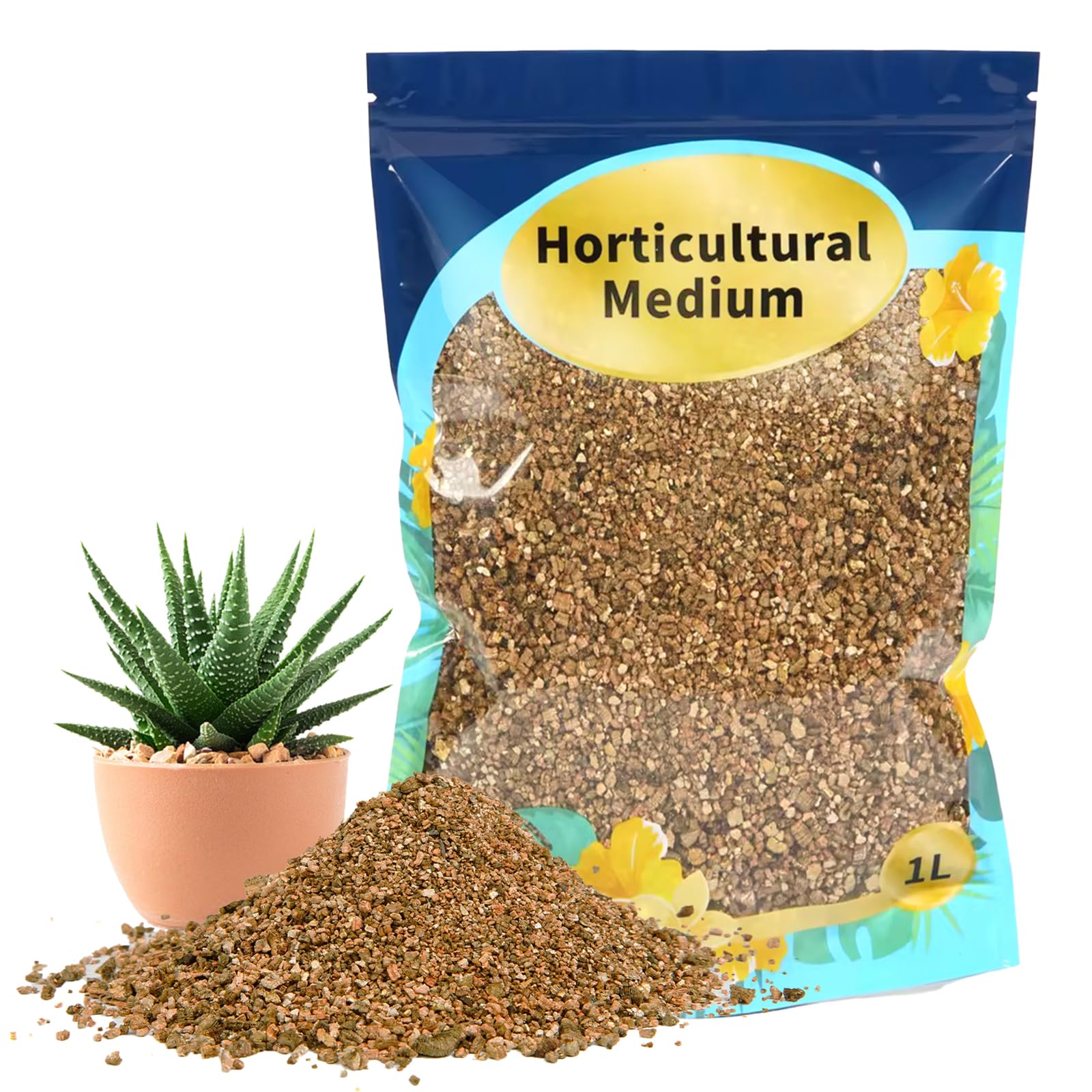 GOTVUGE Vermiculite for Gardening, Coarse Vermiculite for plant propagation, Cutting and Seed Starting, Maintain Soil Moisture for Potting Orchids, Succulents, Fungi, and Hydroponics (1L)