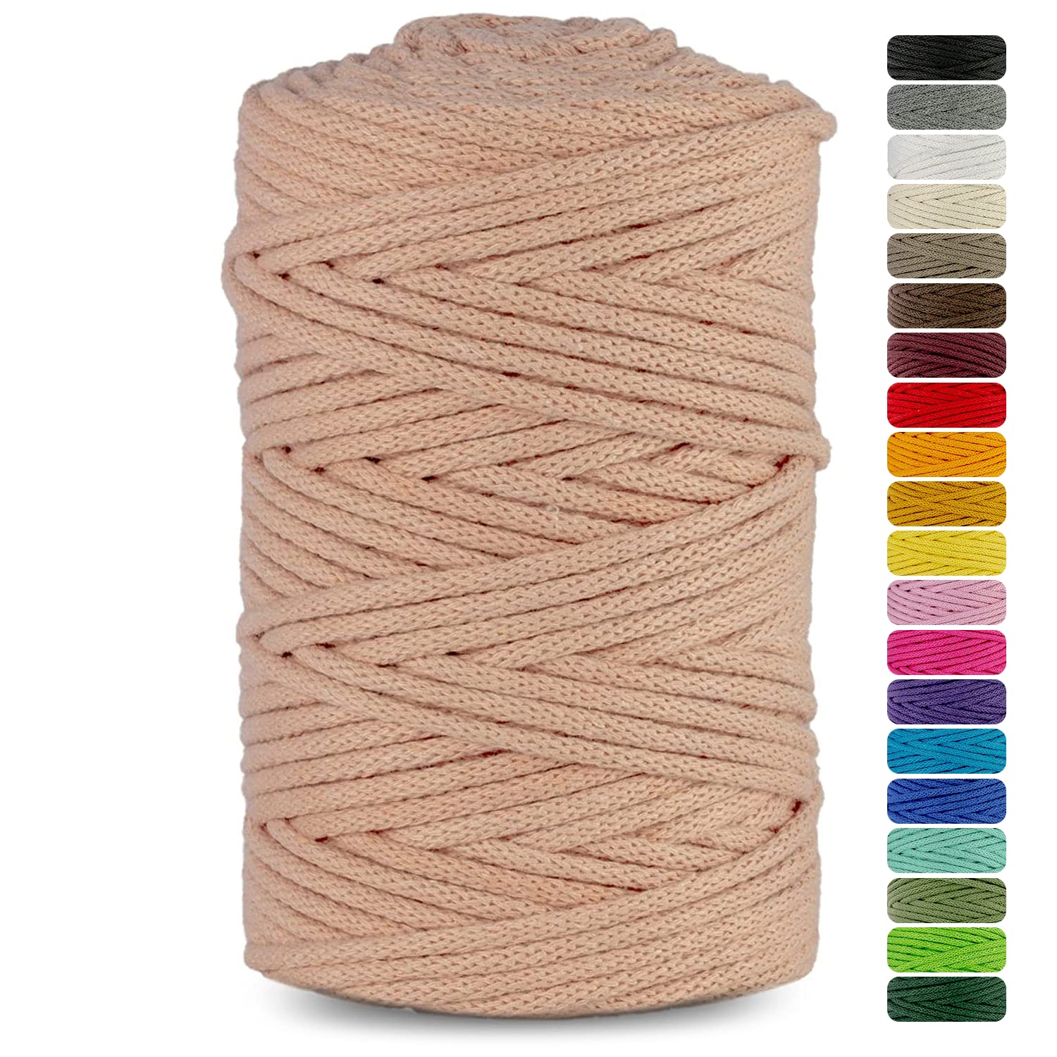 Netuno 1x Macrame Cord Braided Macramé Yarn Salmon Pink 5 mm x 100 m 0,2 inch x 3 937 inch Natural Twine String Cotton Cord Ideal Project Hanging Baskets DIY Handbags Decoration
