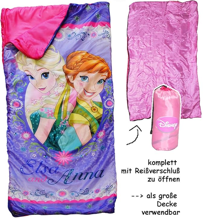 alles-meine.de GmbH 2 in 1 : Schlafsack & XL Decke - 150 cm - Disney Frozen - die Eiskönigin - komplett aufklappbar - Kinder 