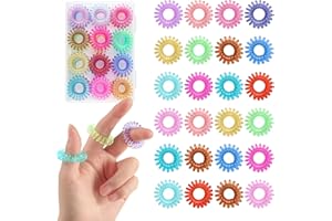 Yeetec 24 Pack Sensory Rings Fidget Toys, Finger Fidget Rings, Silent Stress Reducer Ring, Finger Sensory Toy for Stress Relief, Stocking Stuffers, Classroom Prizes, Party Favours, Random Color