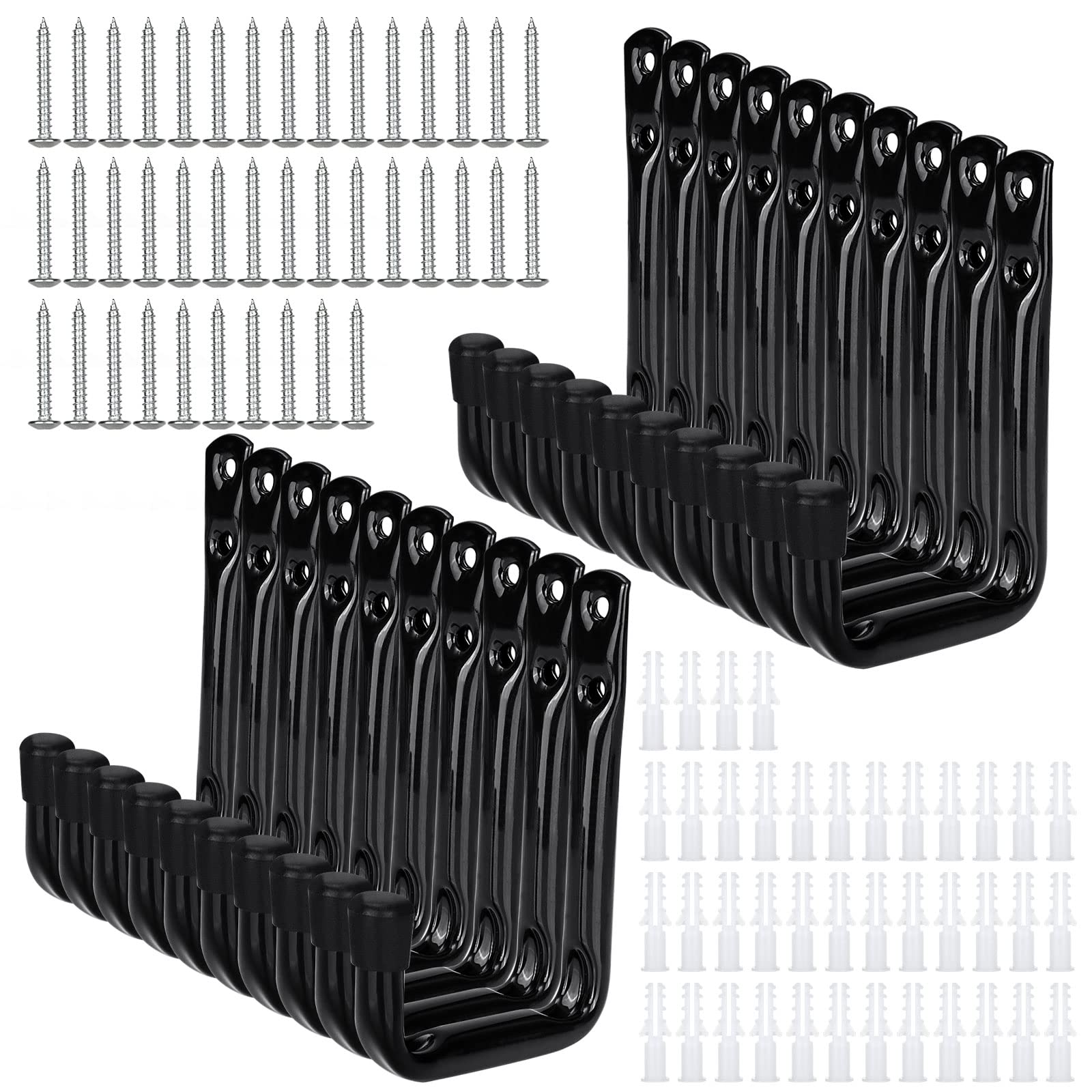 JMIATRY 20 Pcs Hooks Heavy Duty, Black Garage Wall Hook, Wall Ladder Hook Tool Hooks for Garage Walls, Tools, Bike, Wood, Metal, Board and Stick(11.5x9.5cm)