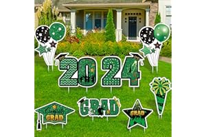 Wironlst Graduation Yard Sign 2024 Graduation Decorations, Grad Yard Signs with Stakes Waterproof Lawn Decor for Class of 2024 High School College Graduation Party Decorations Supplies (Green)