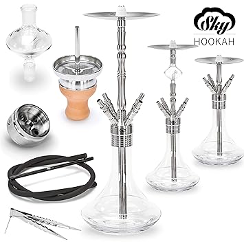 Sky Hookah 'Switch 4S All IN ONE Shisha Set Edelstahl V2A Wasserpfeife Kaminkopf für Shisha Tabak und Sieb für Shisha Kohle K