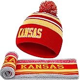 Winter Beanie Hat Circle Scarf Set, Warm Football Knit Beanie Hat