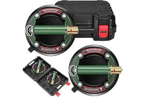 Zautool 2 Pack Glass Suction Cups with Metal Handle and Brass Pump - 8" Heavy Duty Glass Suction Cup to Lift Large Glass - Vacuum Glass Cup Lifter for Glass, Tile, Granite - 480 lbs Load Capacity