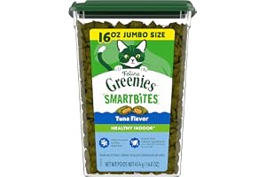 Greenies Feline Smartbites Healthy Indoor Cat Treats, Tuna, 16 oz | Veterinarian-recommended, Fiberblend Formula, supports digestion, under 2 cal per treat, natural ingredients, dual texture
